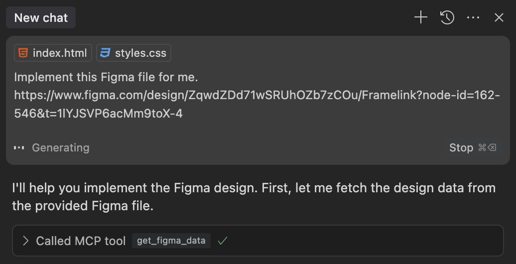 Paste Figma link in your IDE